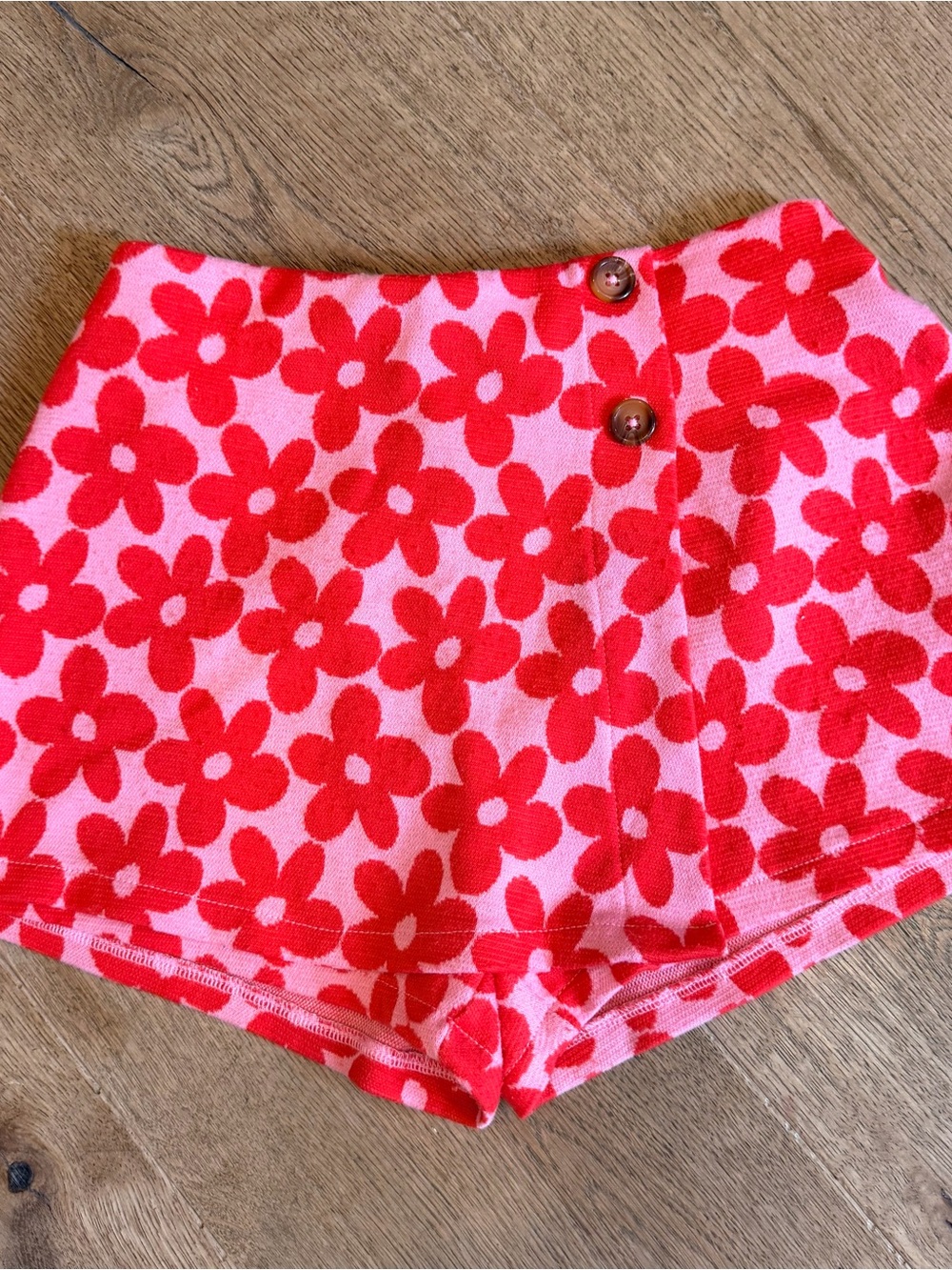 Old Navy Pink Skort with Red Floral Knit skirt shorts